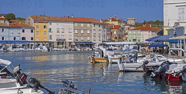 View over the town Cres on the island Cherso and pleasure boats in the Blue-Flag-status marina in the Kvarner Bay