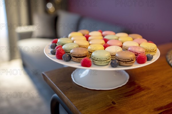 Macrons on a serving platter