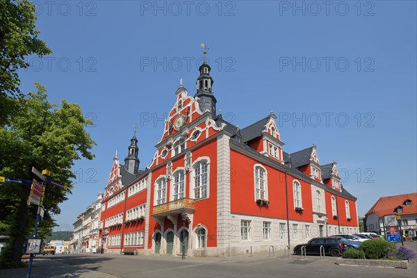 Red Renaissance Town Hall with Tail Gable