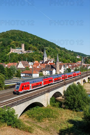 Regional train of the type Bombardier Twindexx Vario of Deutsche Bahn DB in Gemuenden am Main