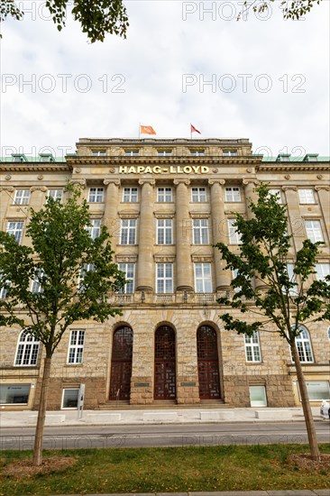 Headquarters of the shipping company Hapag-Lloyd with logo in Hamburg