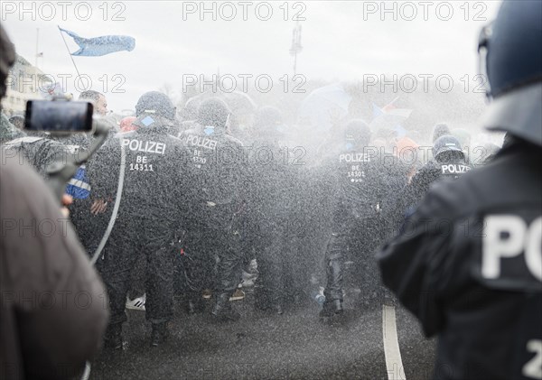 Police action against the demonstration against the reformed Infection Protection Act by Corona sceptics