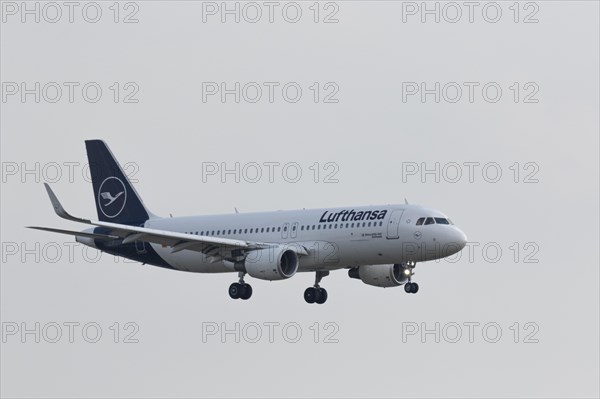 Passenger aircraft Airbus A320-200 Greifswald of the airline Lufthansa on approach to Hamburg Airport