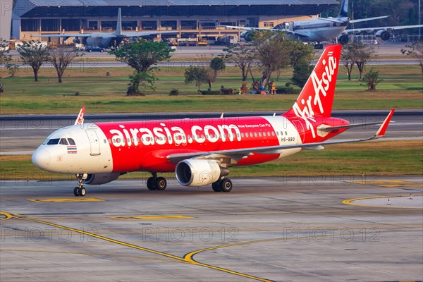 An Airbus A320 aircraft of Thai AirAsia with registration number HS-BBO at Bangkok Don Mueang Airport
