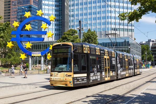 Tram at Willy-Brandt-Platz OePNV public transport transport in Frankfurt