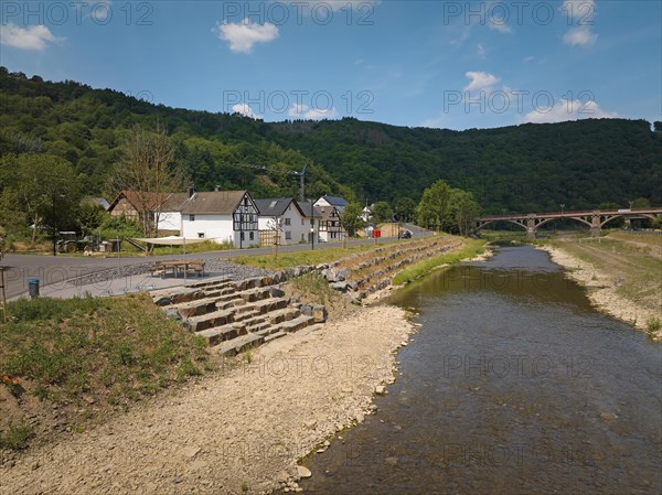 The banks of the Ahr river were redesigned in Hoenningen after the flood disaster. Hoenningen