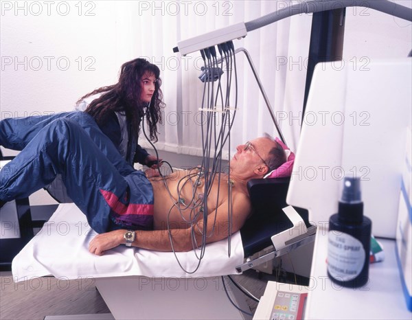 A stress ECG is performed on a patient in a cardiology practice in Iserlohn