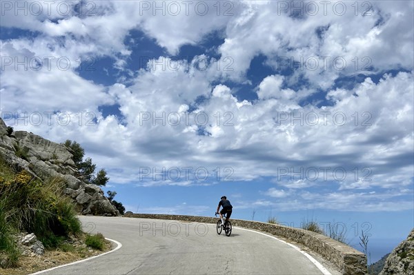 The winding road from Sa Calobra to Coll dels Reis in the Tramuntana Mountains