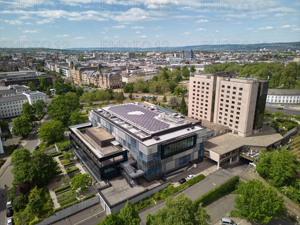 The Rhine-Moselle Hall and the Mercure Hotel on the Rhine in Koblenz