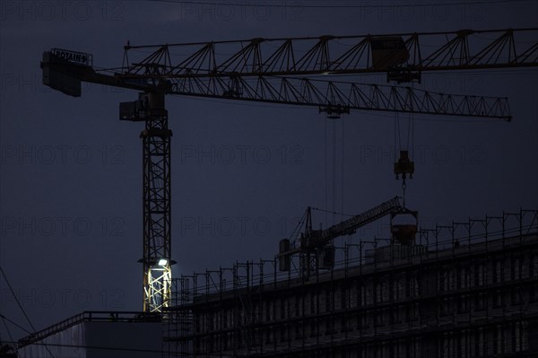 Crane on a newly built house