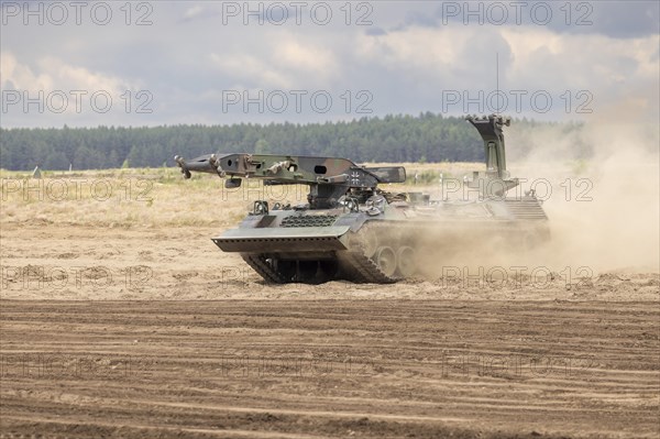 BrâˆšÂºckenlegepanzer Beaver during exercise GRIFFIN STORM in Pabrade. Pabrade