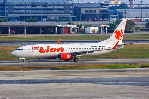 A Thai Lion Air Boeing 737-800 aircraft with registration HS-LUU at Bangkok Don Mueang Airport