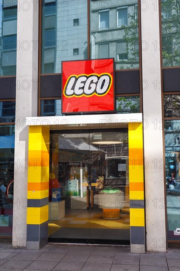 Shop of the toy brand Lego with logo at Koenigstrasse in Stuttgart