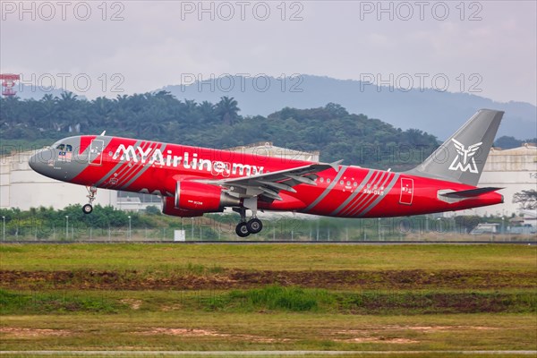 An Airbus A320 aircraft of MYAirline with registration number 9M-DAB at Kuala Lumpur Airport