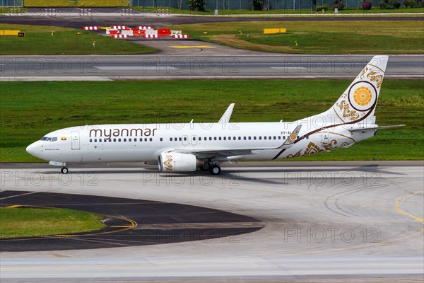A Myanmar National Airlines Boeing 737-800 aircraft with registration XY-ALV at Changi Airport