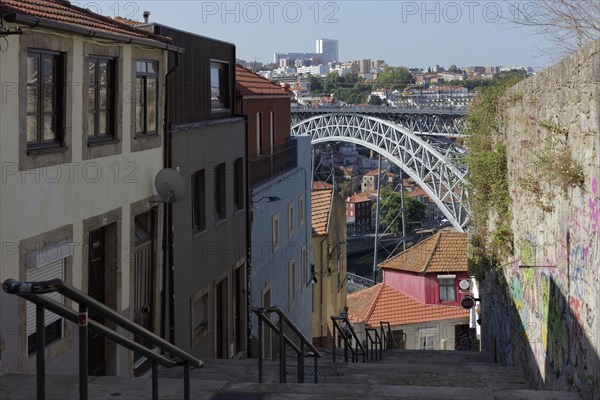 Picturesque alley with steep stairs