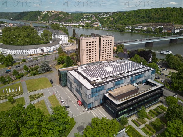 The Rhine-Moselle Hall and the Mercure Hotel on the Rhine in Koblenz