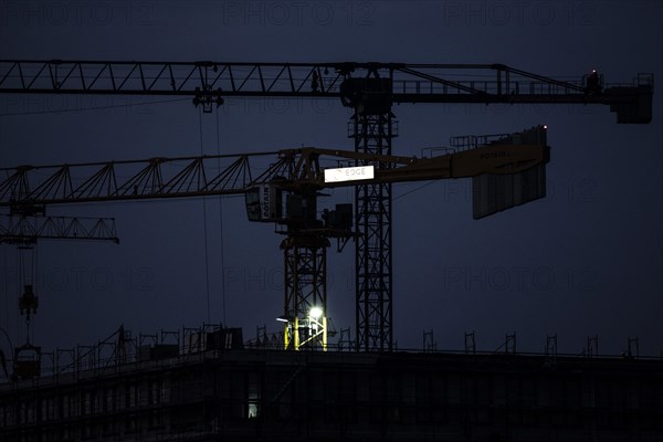 Crane on a newly built house