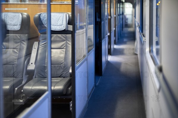 Empty first class compartment in a Deutsche Bahn ICE train