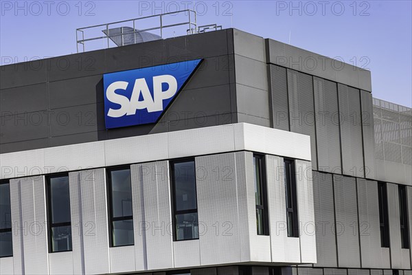 Headquarters of the company SAP with logo