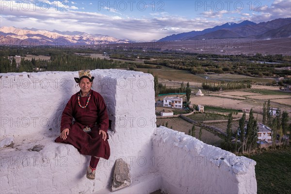 Elderly man in traditional Ladakhi clothes