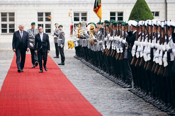 Federal President Frank-Walter Steinmeier receives Gustavo Petro President of Colombia at Bellevue Palace with Military Honours. 16.06.2023.