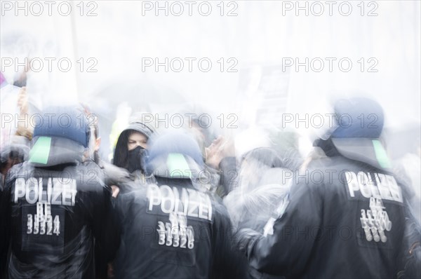 Police action against the demonstration against the reformed Infection Protection Act by Corona sceptics