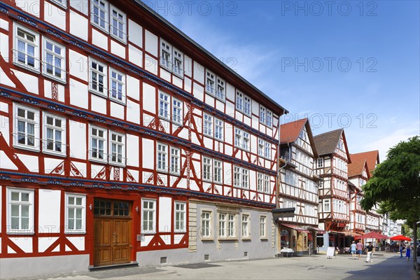 Street with half-timbered house
