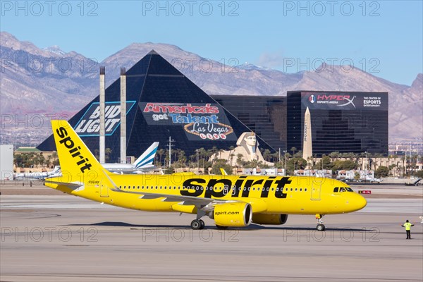 An Airbus A320neo aircraft of Spirit Airlines with registration number N961NK at Las Vegas Airport