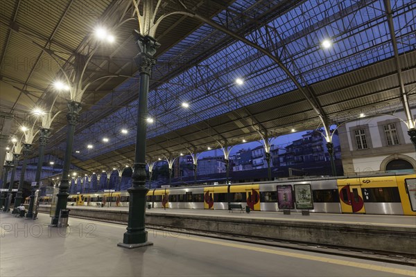 Historic platform hall at night