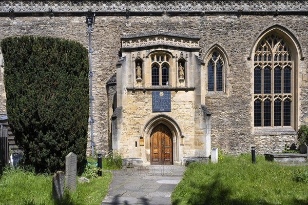 Side portal with sundial of St. Edmunds Hall Library