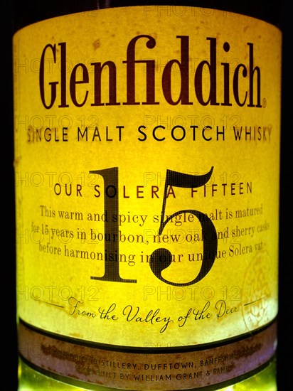 Glenfiddich single malt whiskey bottle