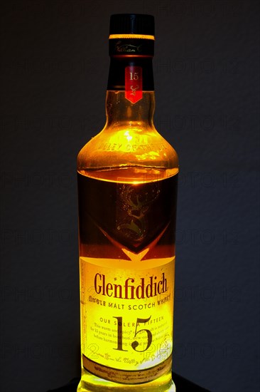 Glenfiddich single malt whiskey bottle