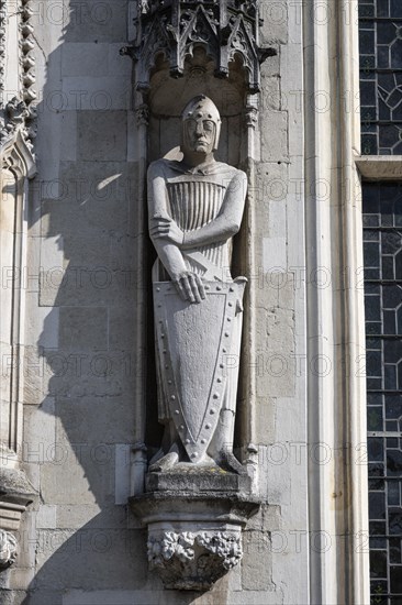 Statue of a knight at the City Hall of Bruges