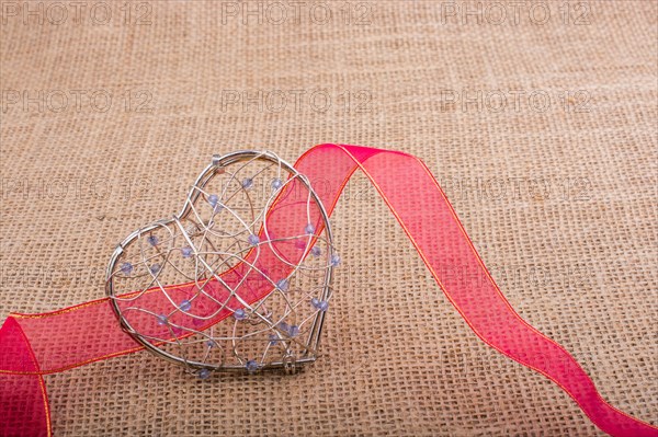 Band and Heart shaped cage on linen canvas