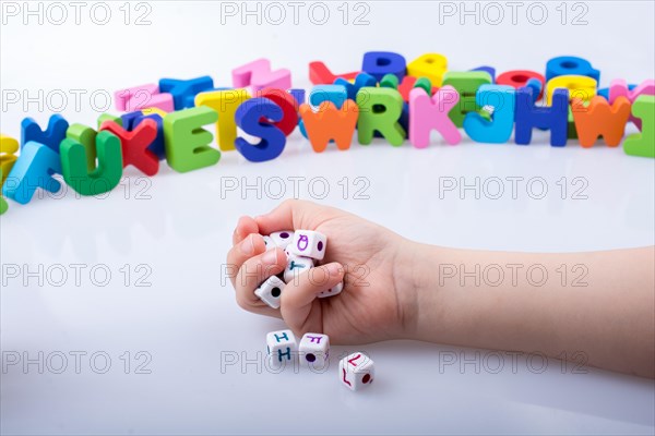 Letter cubes of Alphabet made of wood