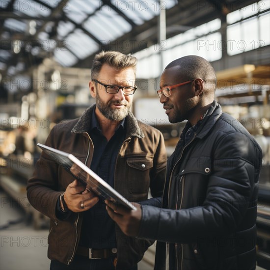 Engineer and businessman develop and discuss new solar panels