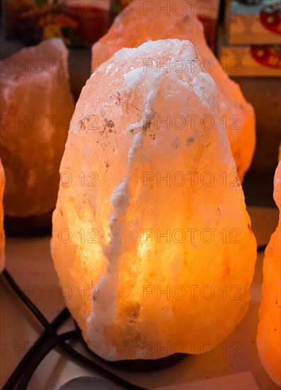 Himalayan salt lamp at the market ready to be sold