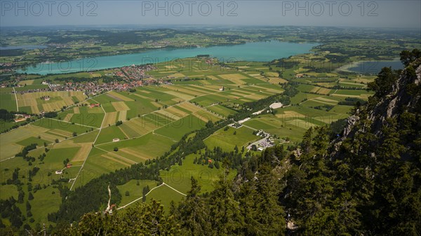 Panorama from the Tegelberg massif to the baroque church of St. Coloman