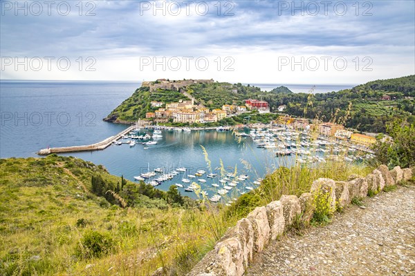 View from the Forte Filippo fortress of the town and harbour of Porto Ercole