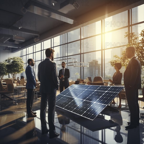 Engineer and businessman develop and discuss new solar panels