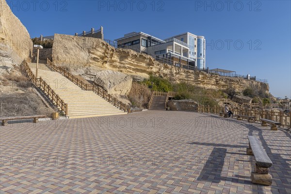 Aktau sandstone cliffs and promenade