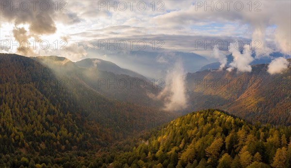 Aerial view over the Valle dArbedo in autumn