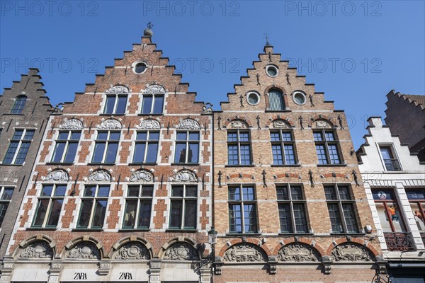 Historic townhouses with stepped gables in the old town of Bruges