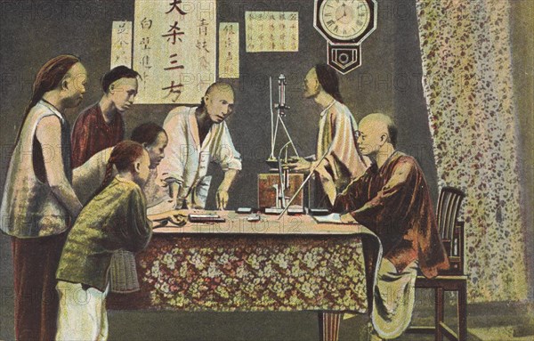 Chinese Men Playing the Game of Fantan