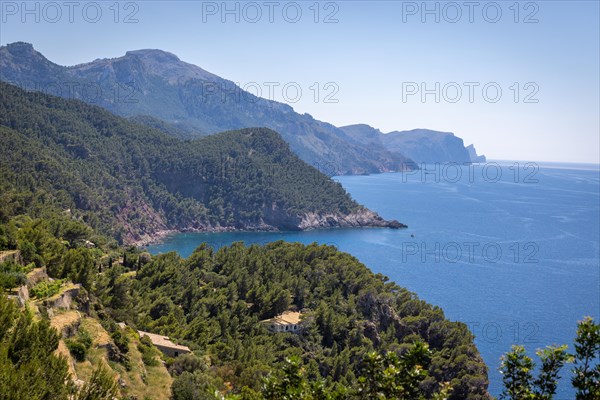 Panoramic view of the cliffs of Majorca from the Torre del Verger watchtower