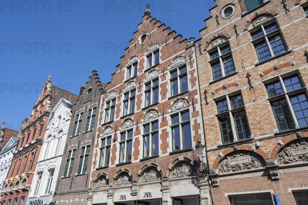 Historic townhouses with stepped gables in the old town of Bruges