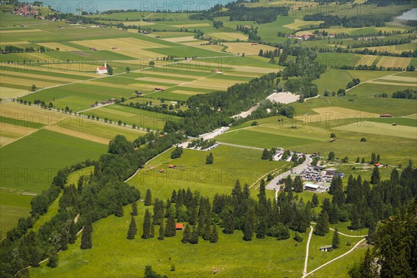 Panorama from the Tegelberg massif to the baroque church of St Coloman