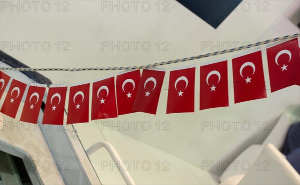 Turkish national flag in open air on a rope