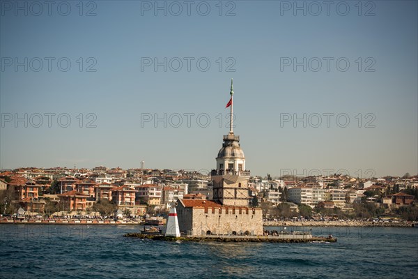 Maidens Tower located in the middle of Bosporus